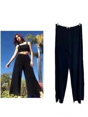 Jean Paul Gaultier Fuzzi Wide Leg Black Pants High Rise Size XL